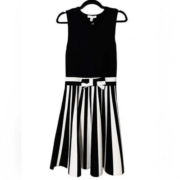 1901 | Dresses | 91 Womens Small Black White Striped Dress Sleeveless Knee  Length Beetlejuice | Poshmark